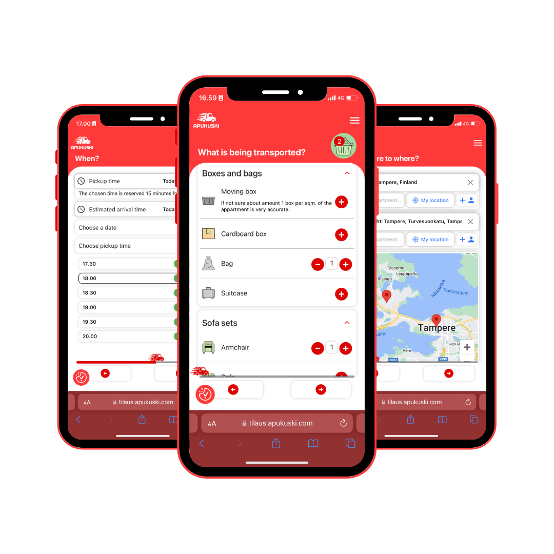 Screenshots of Lugg app